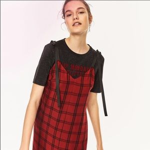 Zara Plaid Red Dress NWT